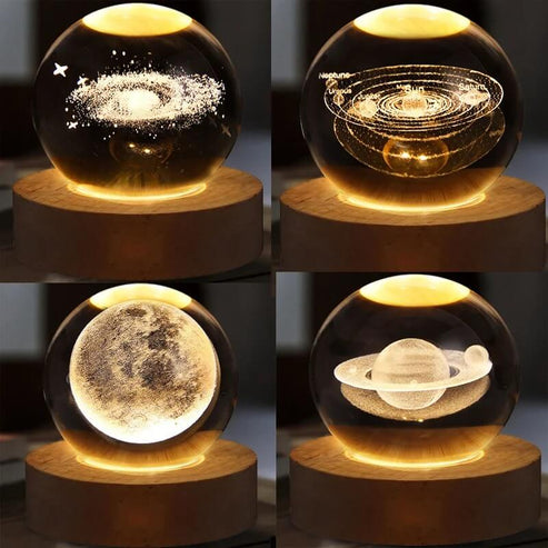 3D GALAXY & MOON CRYSTAL BALL