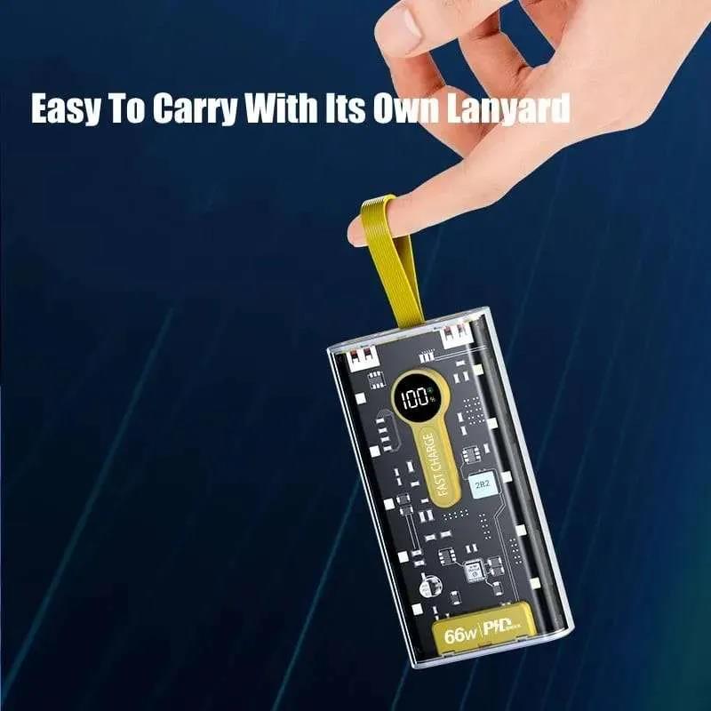 20,000 mAh Power Bank.(66W Transparent high capacity PD20W) Super Fast Charging.